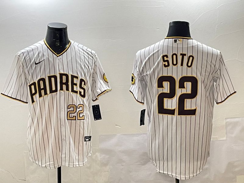 Men San Diego Padres #22 Soto White Stripe Game 2025 Nike MLB Jersey style 2